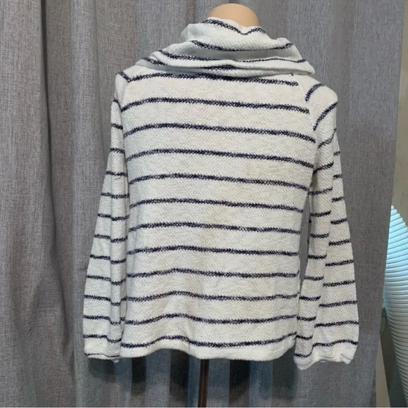 Caslon Womens M Black White Striped long, Sleeve Pullover Cowl Neck Sweater - Picture 5 of 9